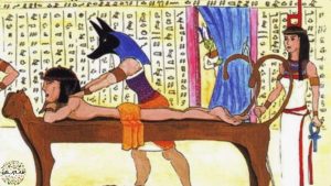 نقاشی ماساژ مصر باستان توسط ماسور با ماسک